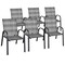 Polyethylene Rattan Patio Dining Chairs Set 2 Stackable Steel Frame Grey